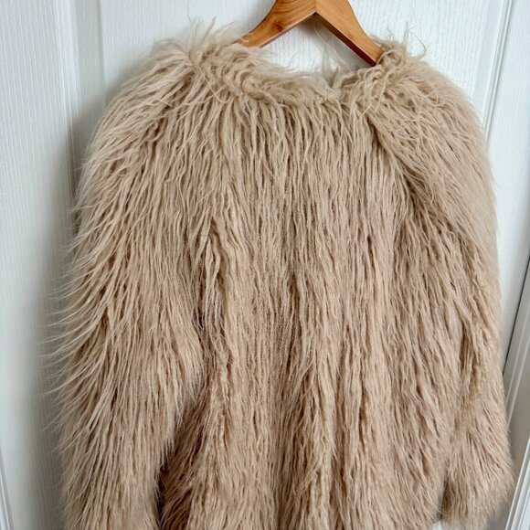 Free People Renata Faux Fur Shag Coat Sand Size Medium - Picture 12 of 15
